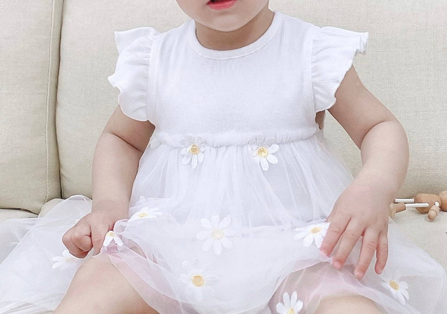 Clementine- Daisy Romper Dress- 🌼Free headband🌼