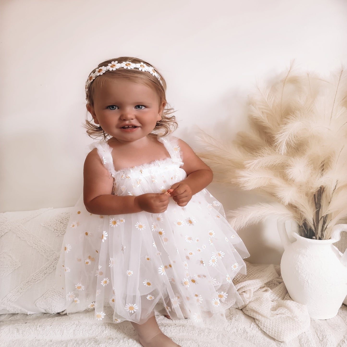 Daisy tulle party Dress - 🌼🌼 Free Daisy Headband 🌼🌼