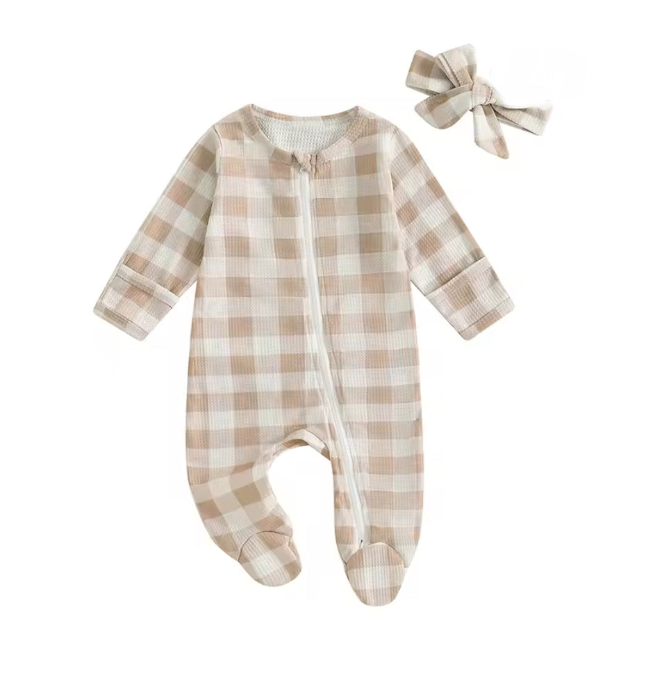CLEARANCE - Cotton Gingham Romper set