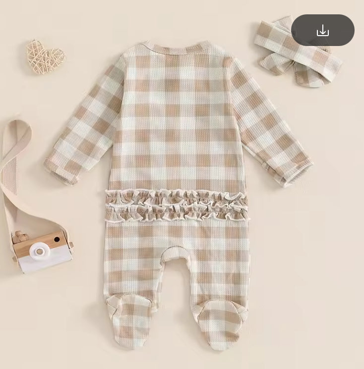 CLEARANCE - Cotton Gingham Romper set