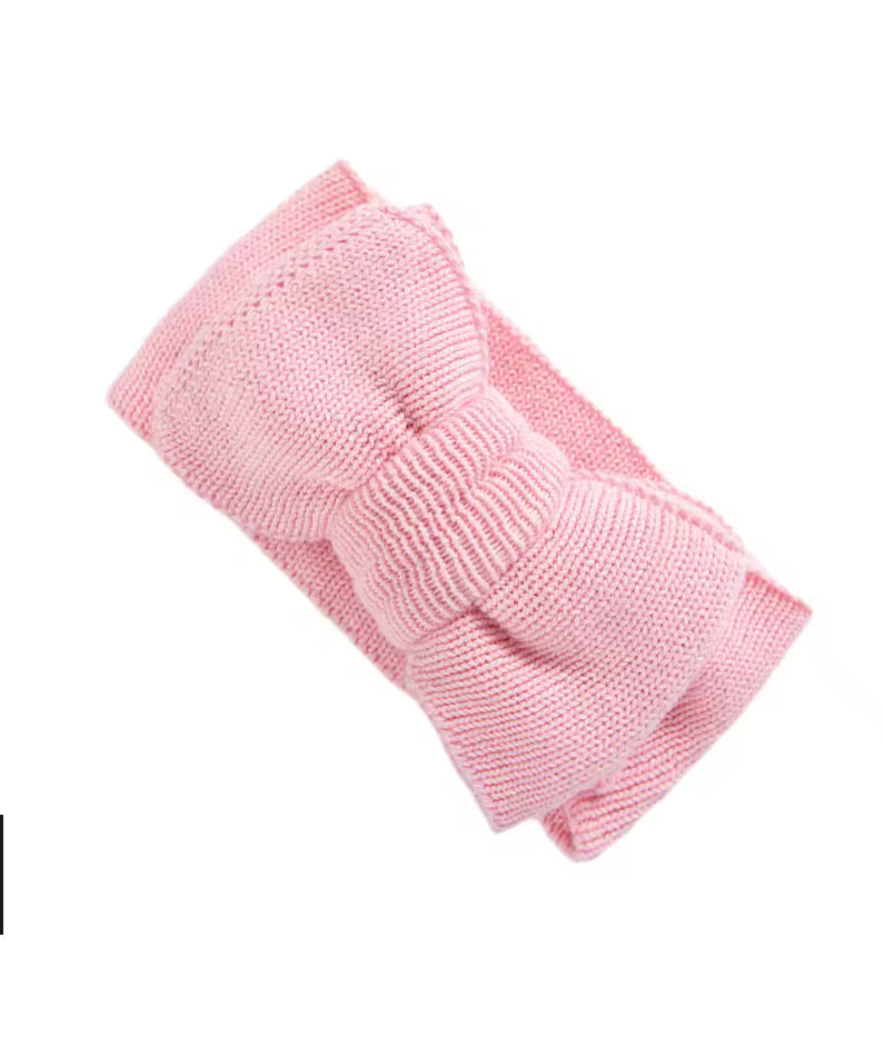 Bobbie white knit Headband - pink