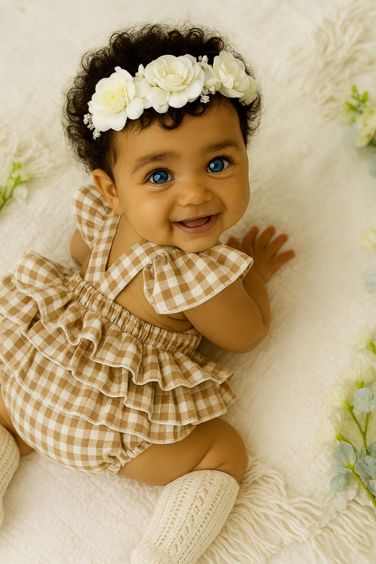 CLEARANCE - Claire gingham cotton Romper