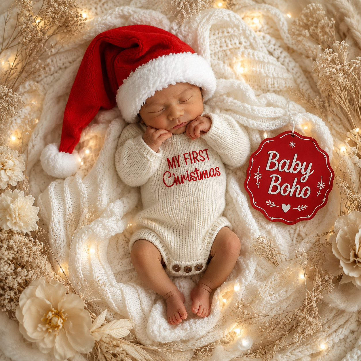 My first Christmas cotton knit Romper