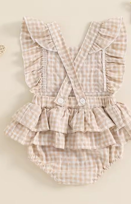 CLEARANCE-  Nonnie Check ruffle Romper