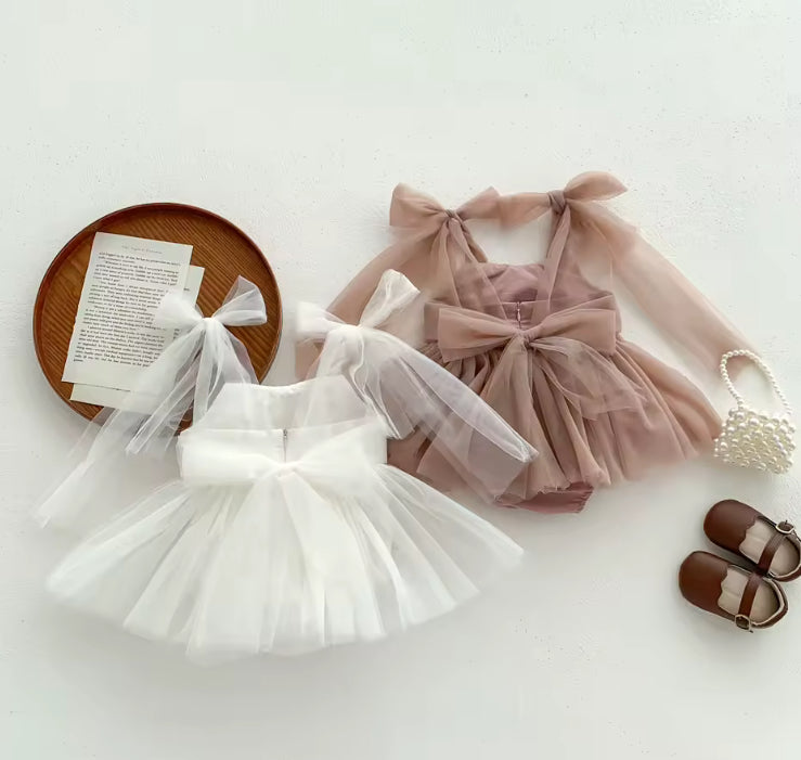 Charnie-Lee tulle Romper— special price - white or dark dusty rose