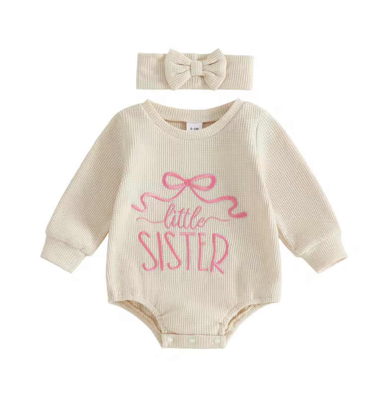 Bow little sister romper set - special price