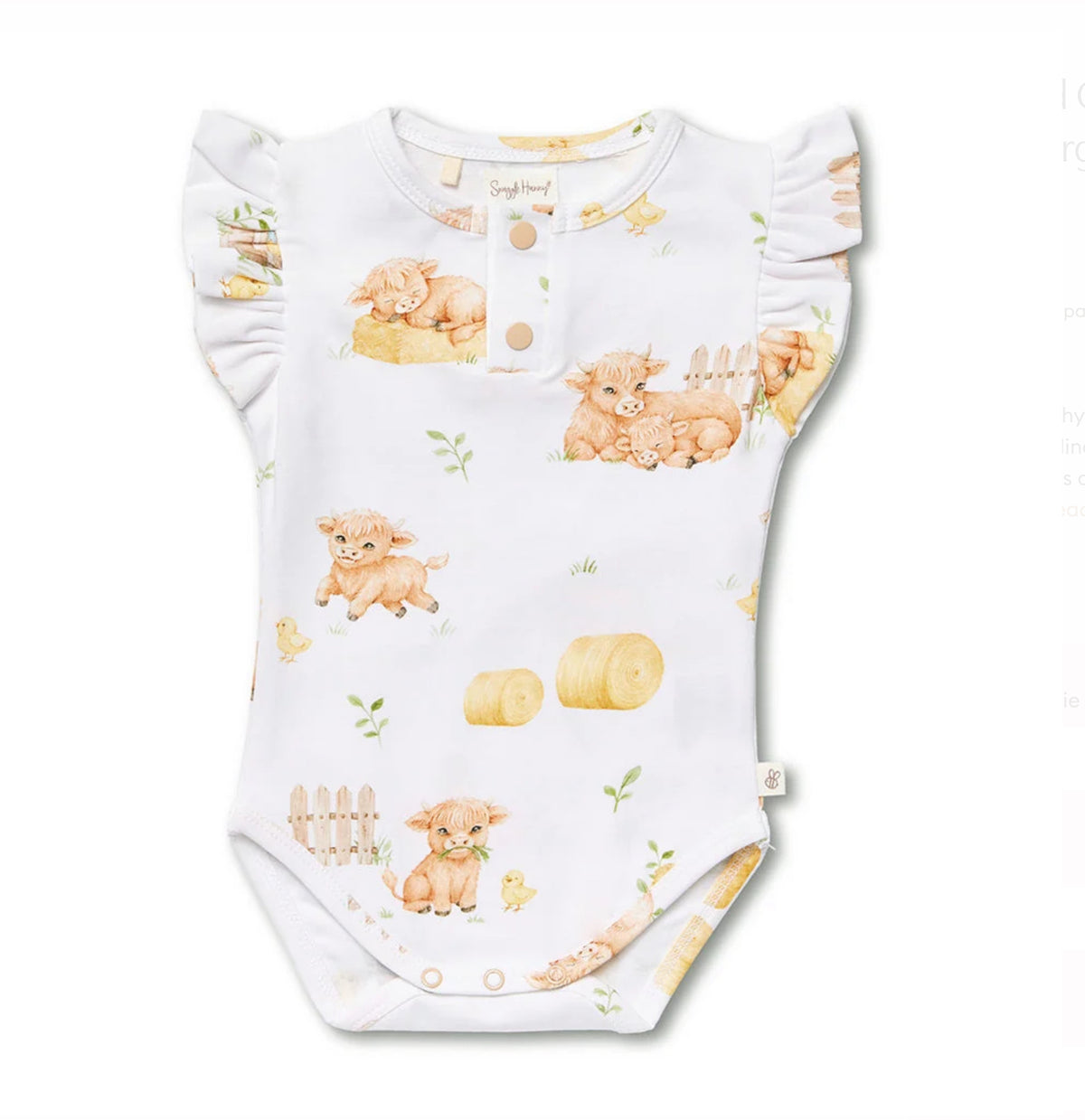 Highland Cows Short Sleeve Organic Bodysuit with Frill