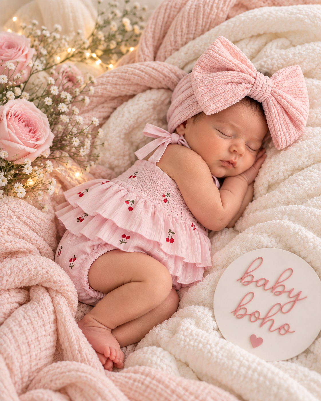 Cherry Pie cotton Romper - Pink
