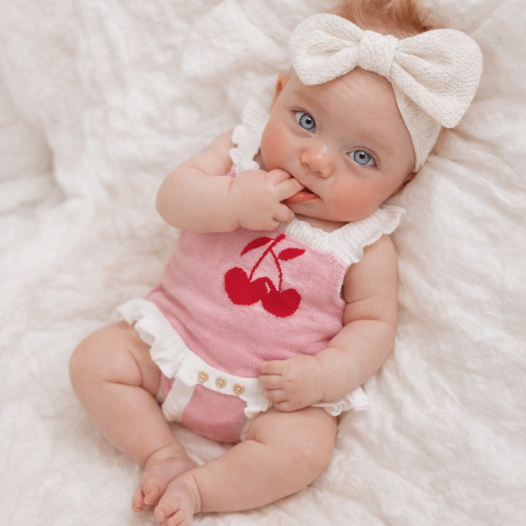 🌸🌸 BABY GIRLS CLOTHING - Special Price- Cherry lane knit Romper