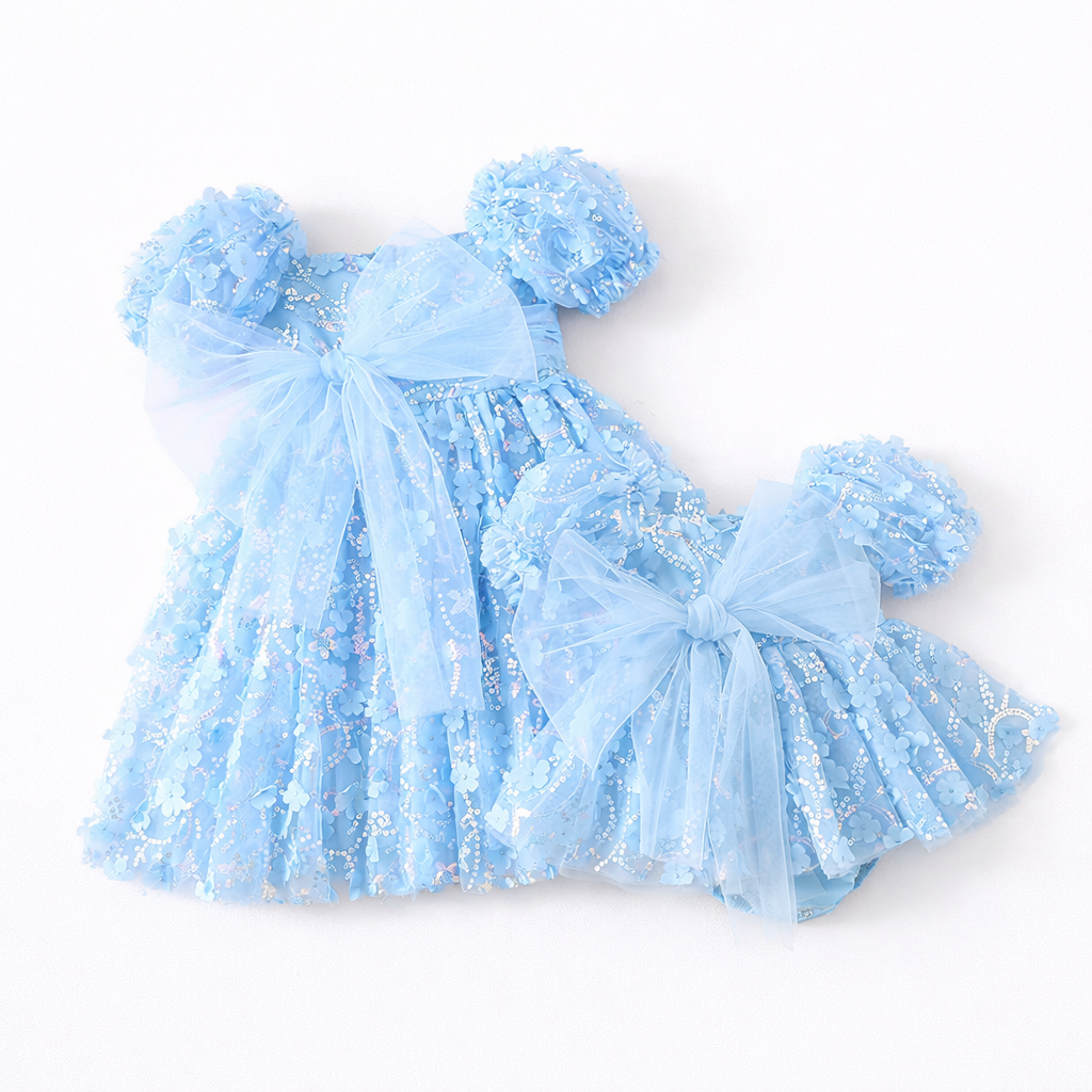 Baby Girls Clothing- Margarett sequin appliqué Romper- Special Price