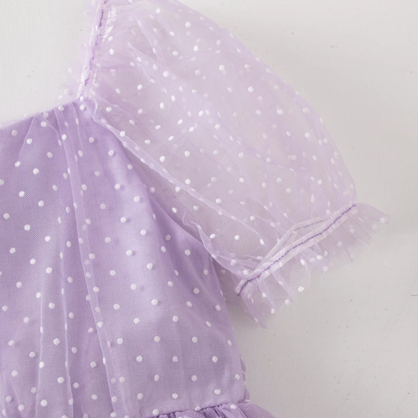 CLEARANCE-Nardia spotted tulle Dress Romper - Lavender purple