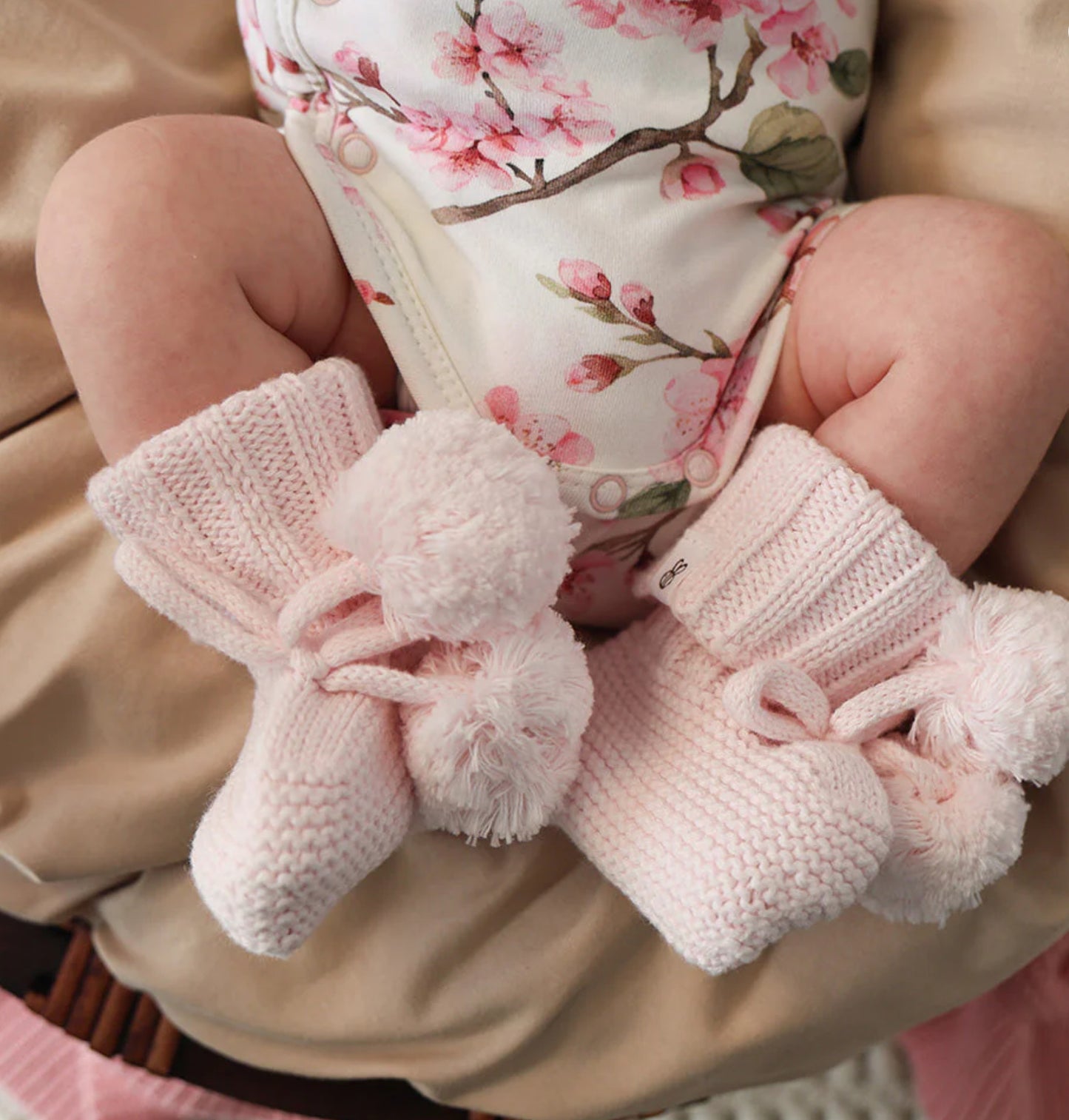 Blush Pink Organic Cotton Knit Booties