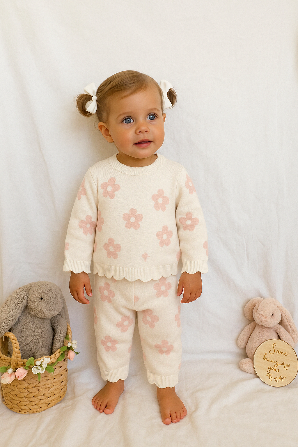 Gabrielle cotton Knit 2 pce Set- Pink