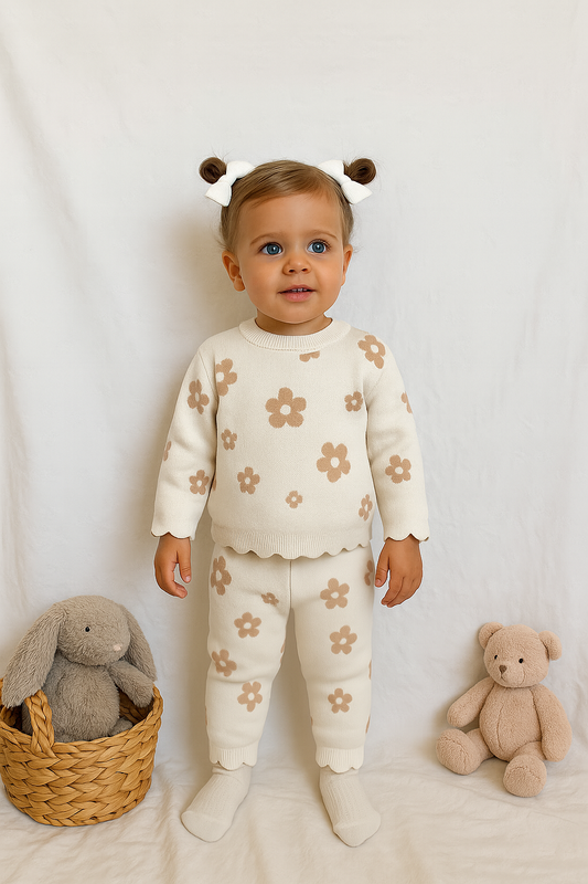 Gabrielle cotton Knit 2 pce Set - Khaki