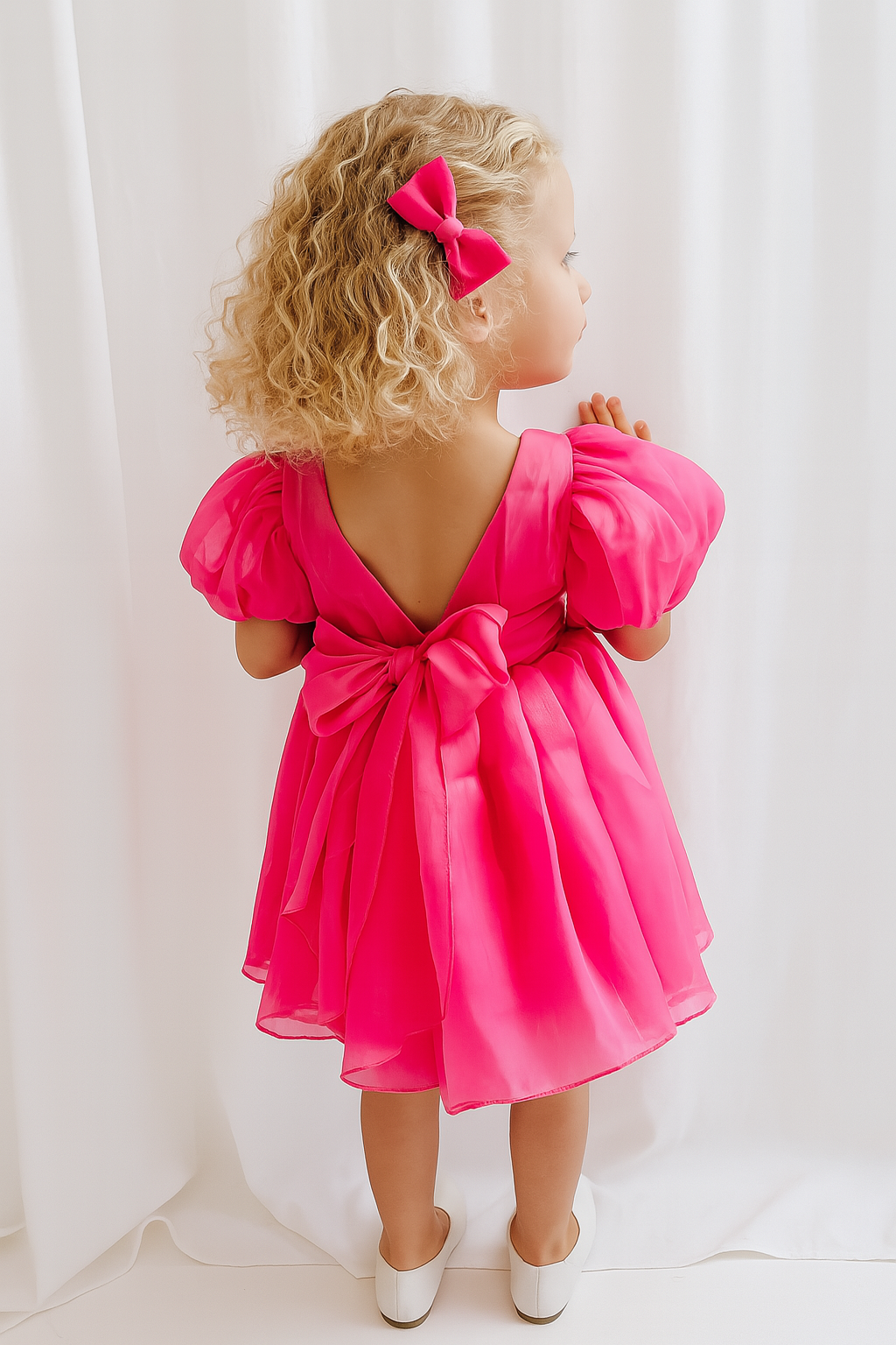 Carolina Organza Dress- Fuchsia Pink 💗💗FREE CLIP