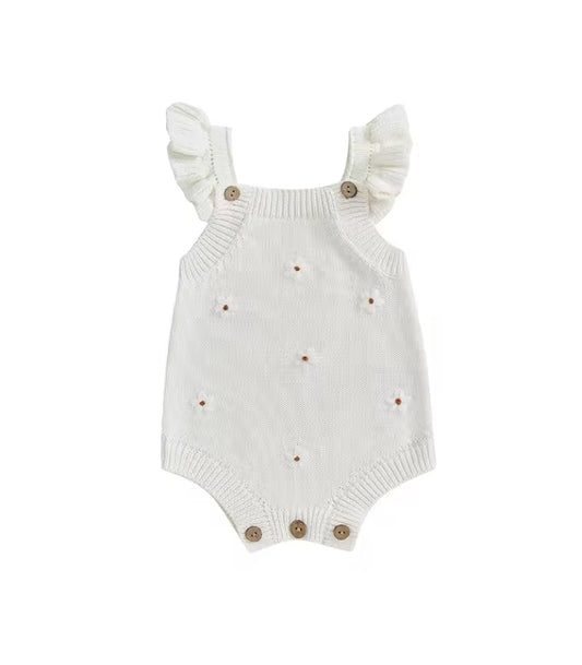 CLEARANCE- Josie cotton knit Romper- white