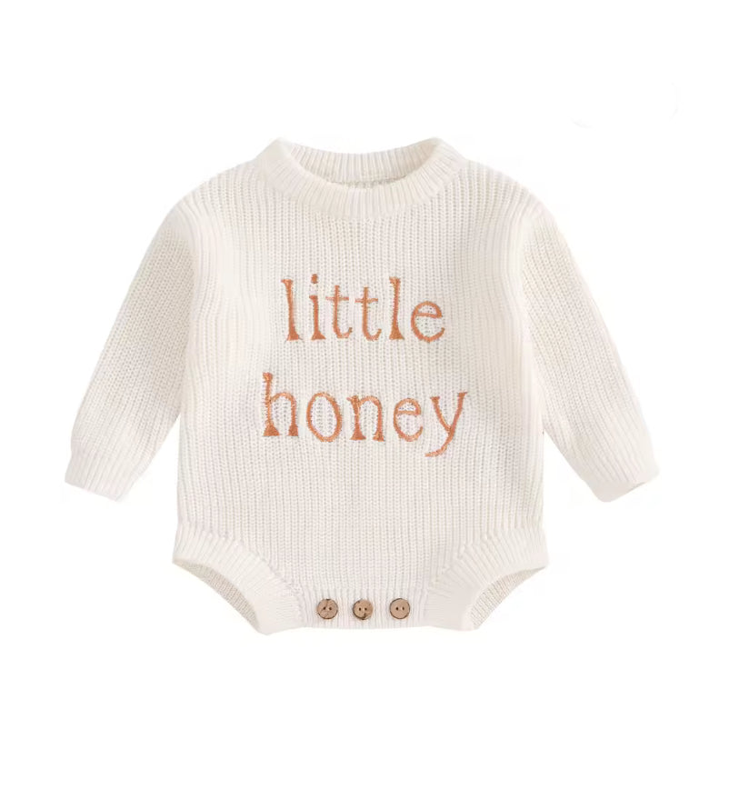 Little Honey knit Romper - White