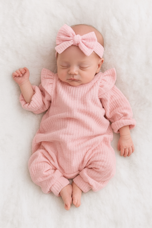 CLEARANCE- Sireena - cotton waffle Romper  Set