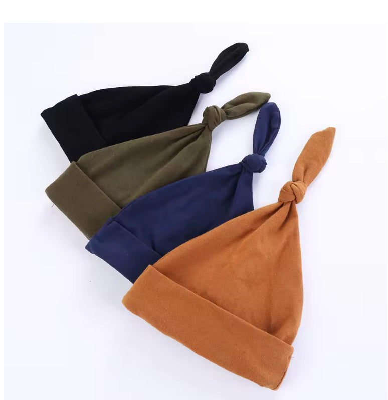 Cotton top knot beanie 0-3mths