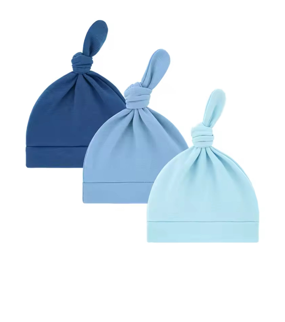 Cotton top knot beanie 0-3mths - 3 piece set