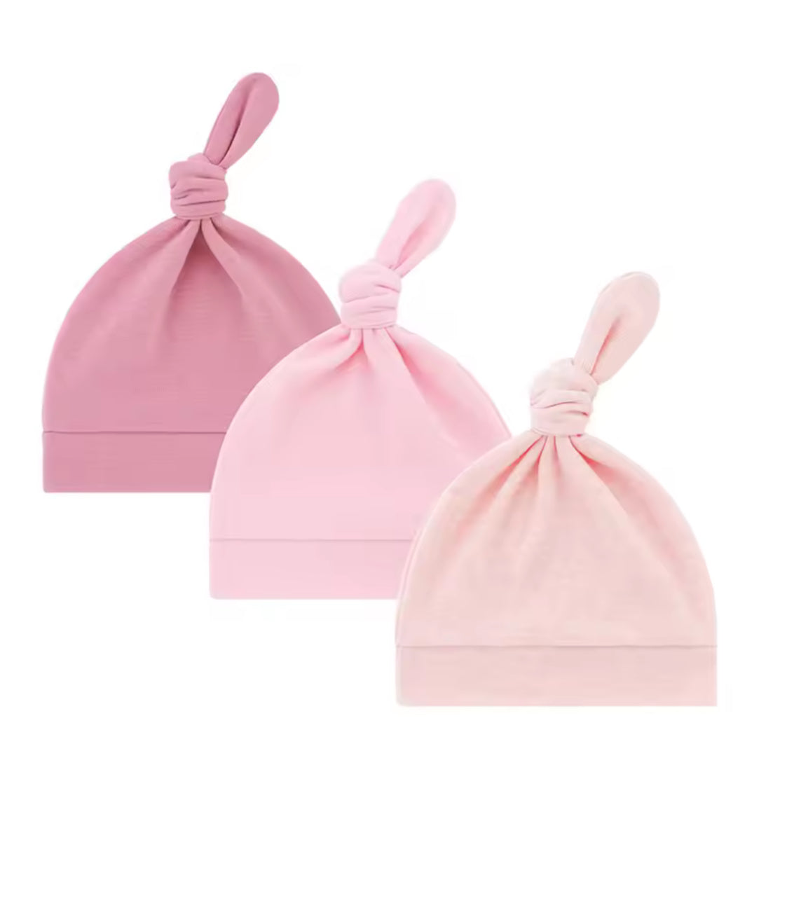 Cotton top knot beanie 0-3mths - 3 piece set