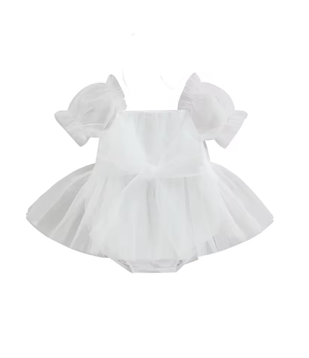 Eve tulle whimsical Romper- White