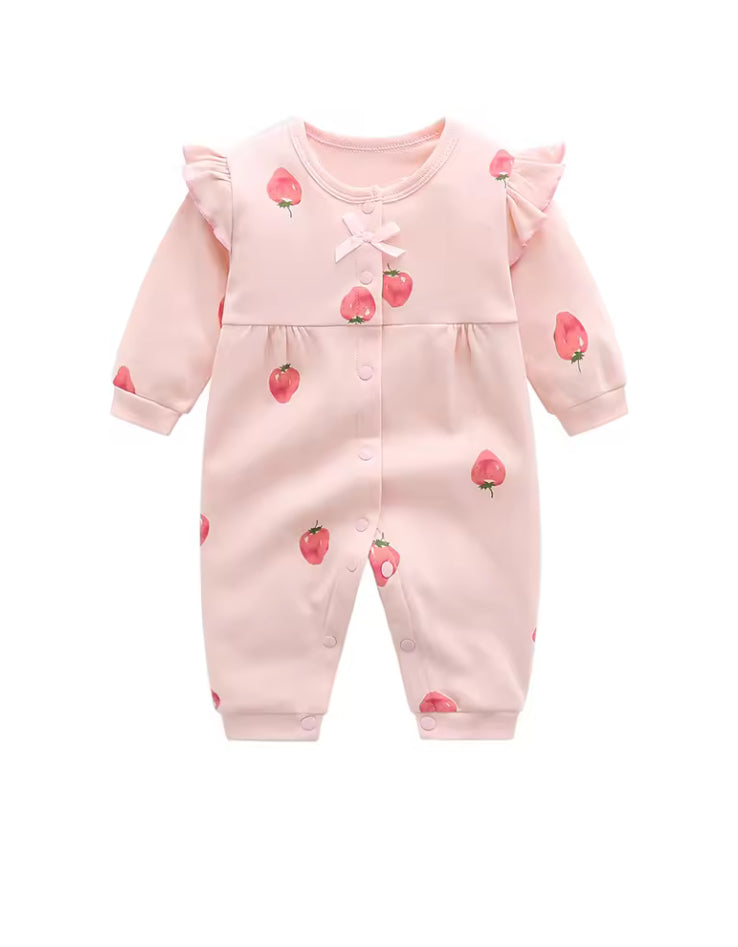 McKenzie cotton Romper - strawberry