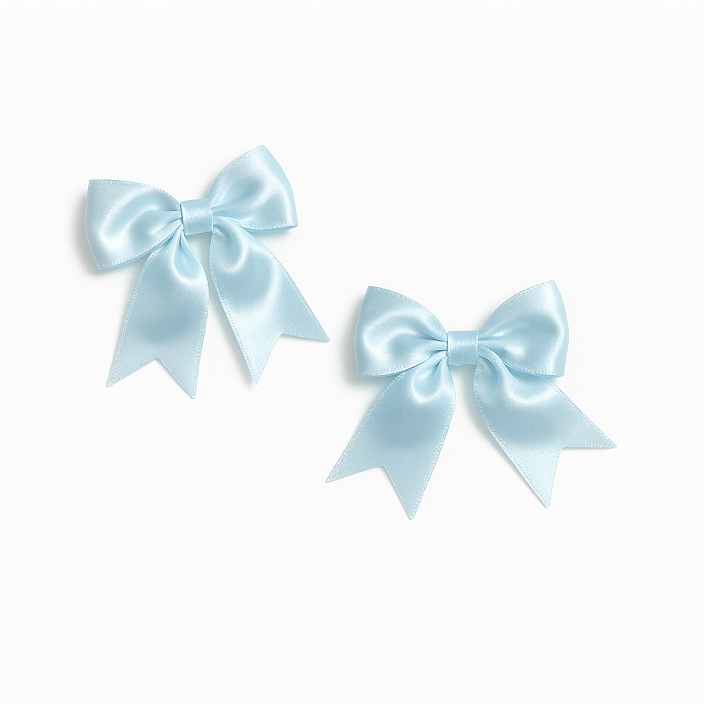 Amanda - Satin Bow Clip Set- Blue