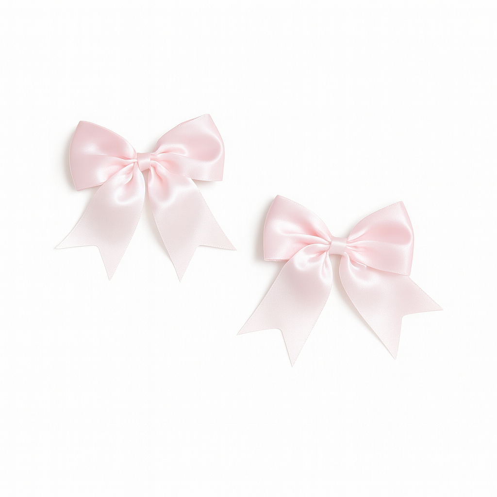 Amanda - Satin Bow Clip Set- Pink