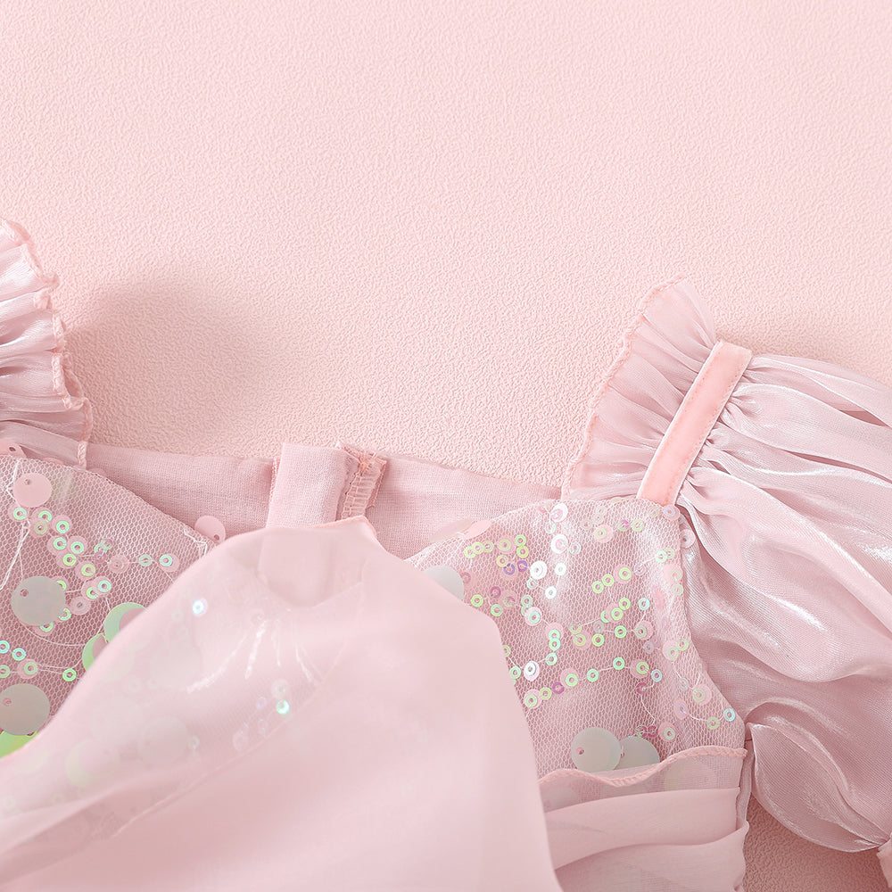 Annabelle - mermaid sequined Romper-Dusty Pink
