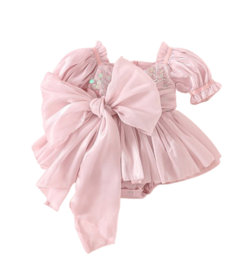 Annabelle - mermaid sequined Romper-Dusty Pink