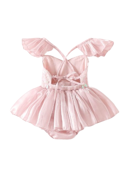 Annabelle - mermaid sequined Romper- Dusty Pink
