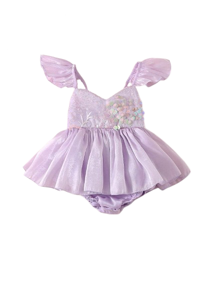 Annabelle - mermaid sequined Romper- Lavender