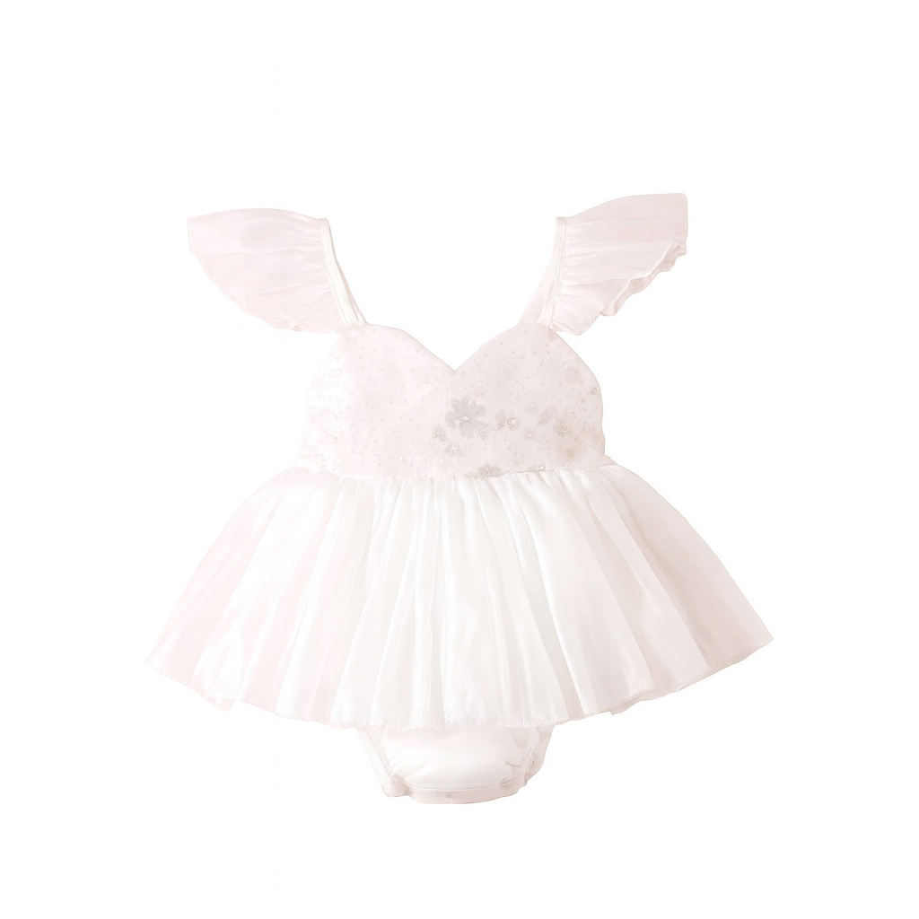 Annabelle - mermaid sequined Romper- White