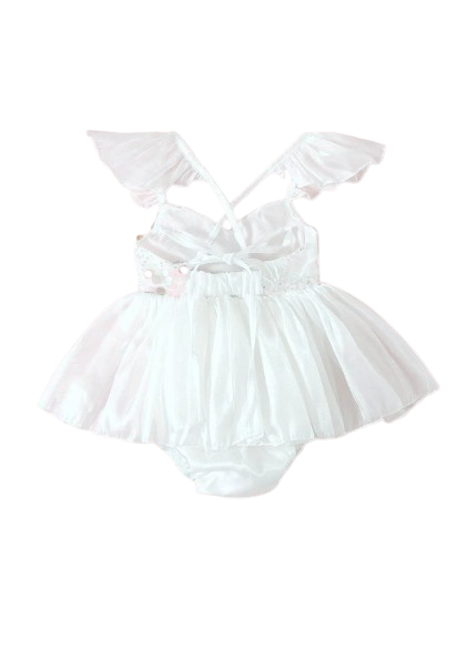 Annabelle - mermaid sequined Romper- White