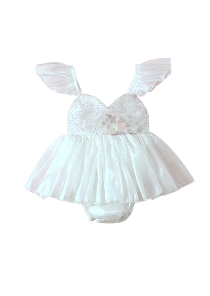 Annabelle - mermaid sequined Romper- White
