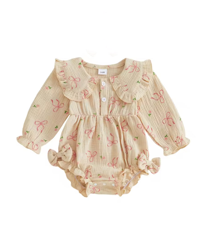 Tiny Bow cotton Romper