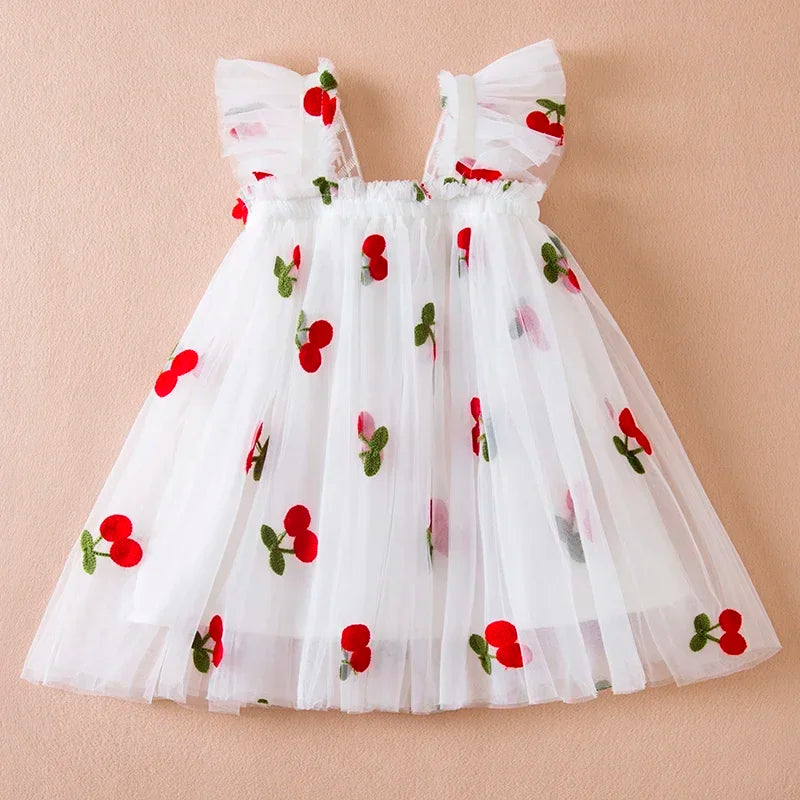 Embroidered Cherry tulle Dress