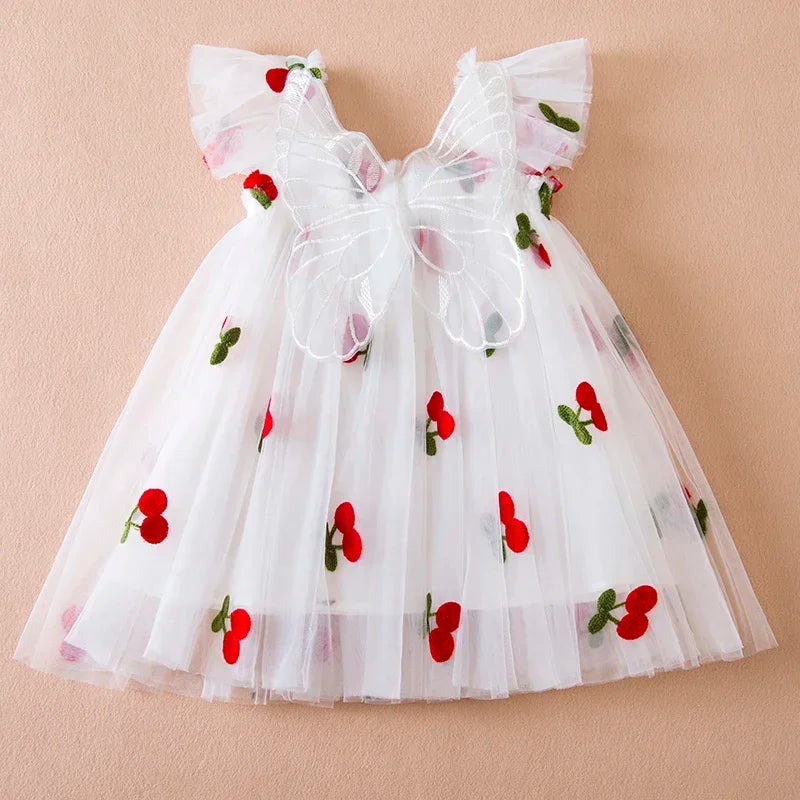 Embroidered Cherry tulle Dress