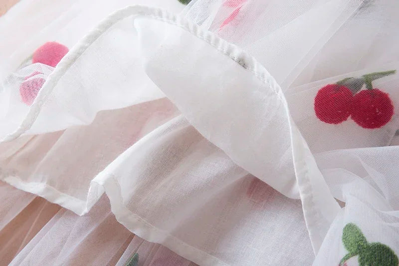 Embroidered Cherry tulle Dress