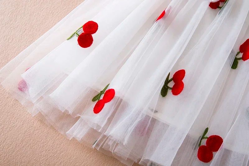Embroidered Cherry tulle Dress