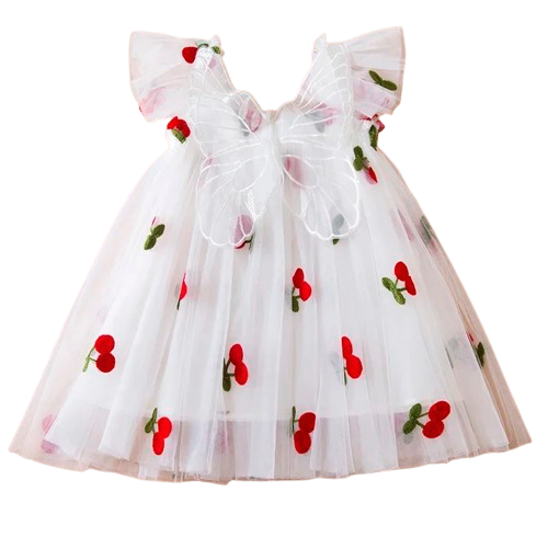 Embroidered Cherry tulle Dress