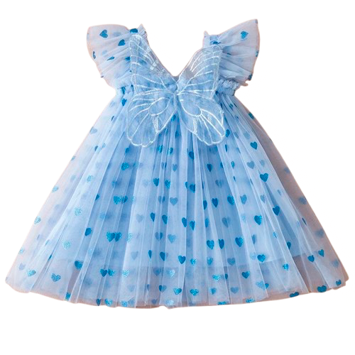 Sweet Hearts tulle wing Dress - Blue