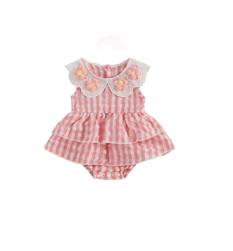 Charlotte plaid layered doll collar Romper - special price