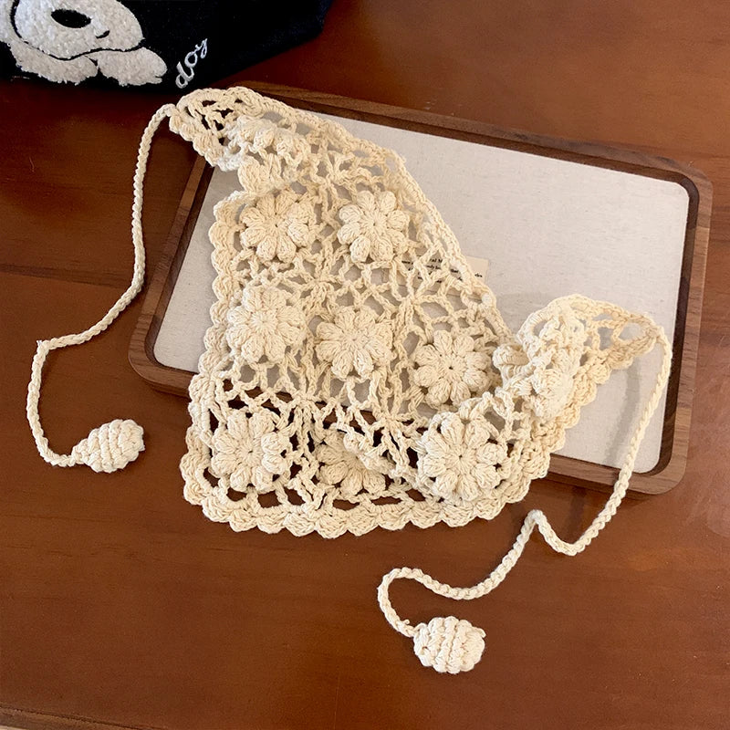 Boho Sunslower Crochet Head Scarf Style #20