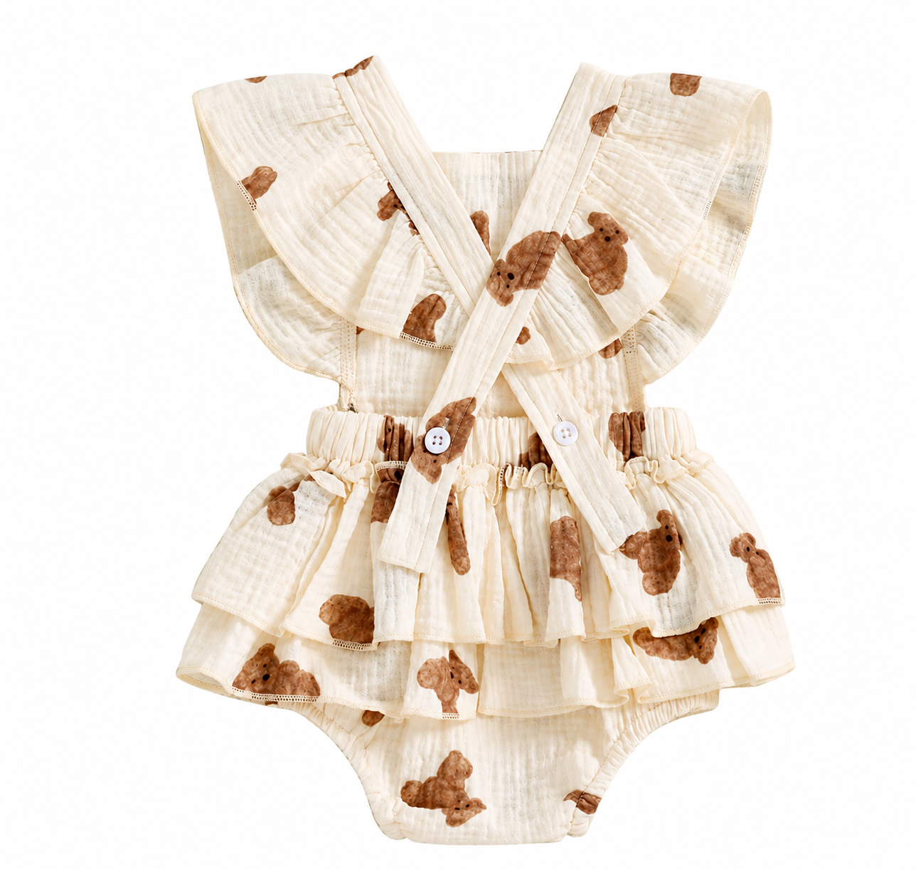 Layla Teddy bear print Cotton Romper