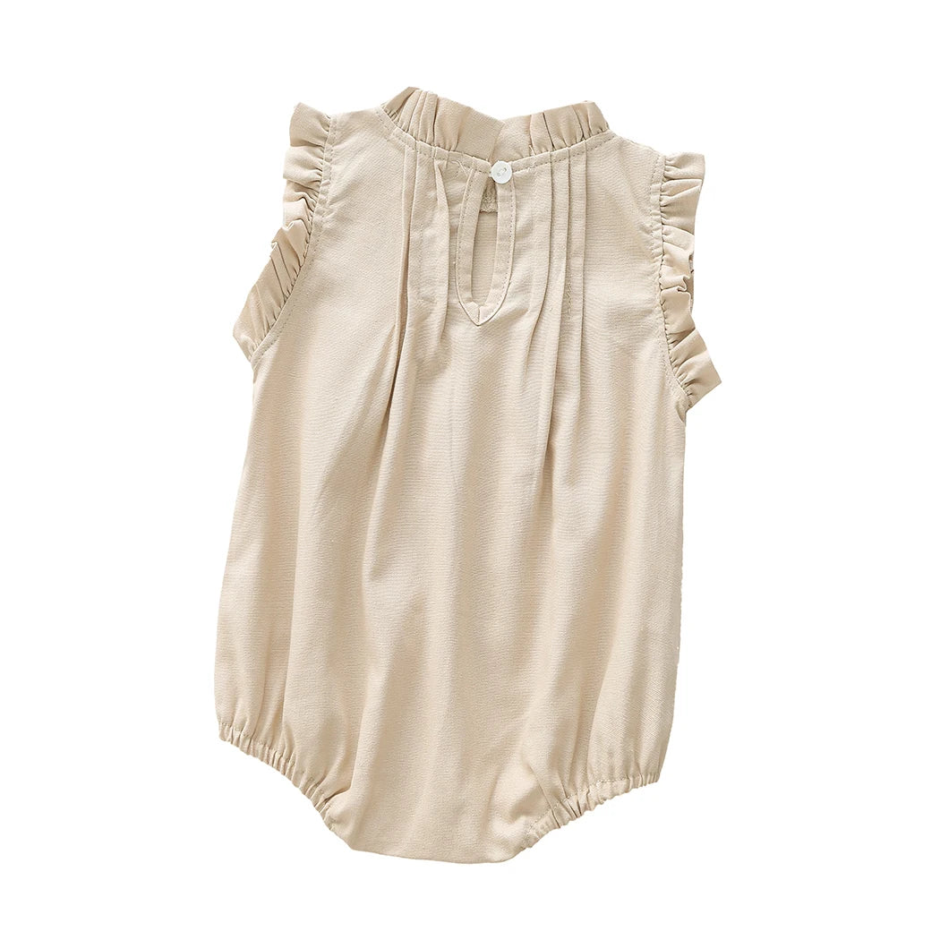 CLEARANCE- Cotton Linen Romper - Beige