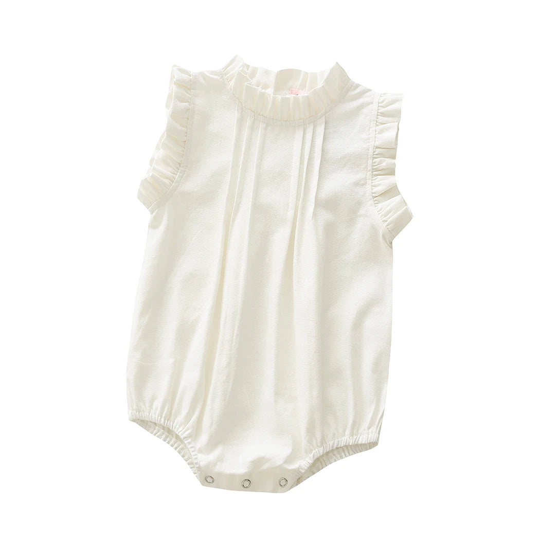 CLEARANCE- Cotton Linen Romper - white