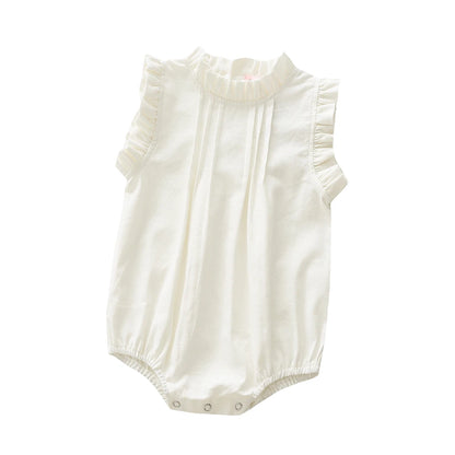 CLEARANCE- Cotton Linen Romper - white