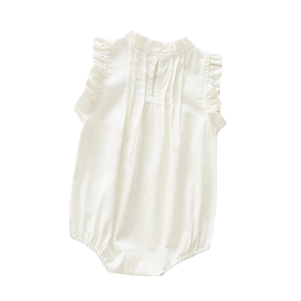 CLEARANCE- Cotton Linen Romper - white